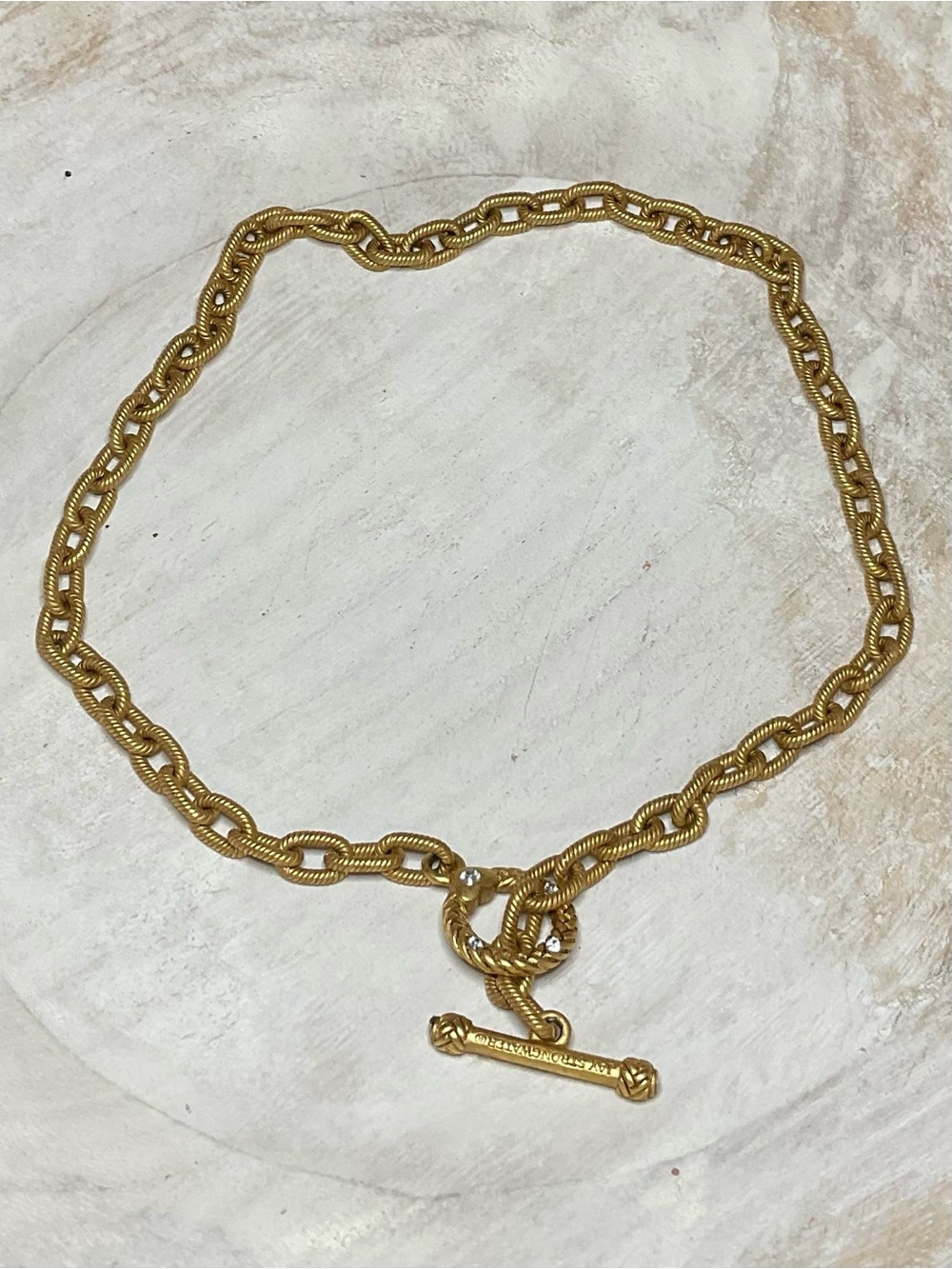 Vintage Jay Strongwater Crystal Heart Toggle Chain